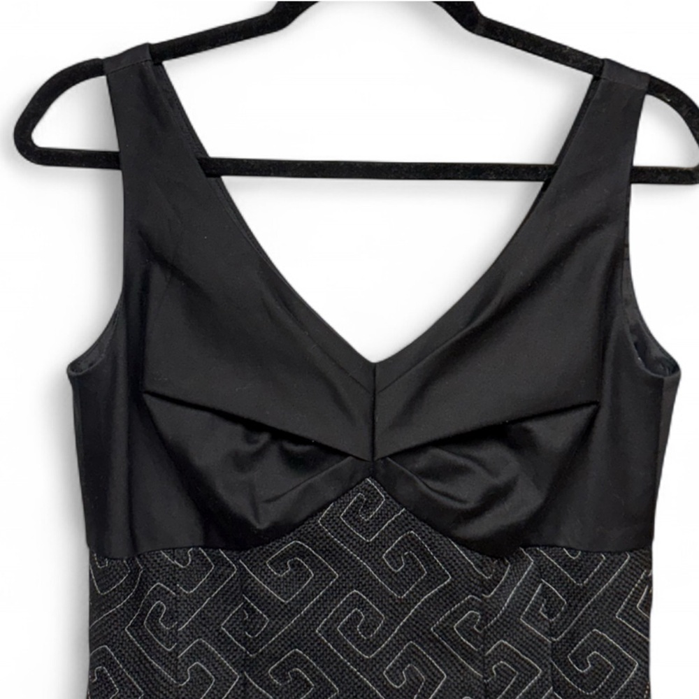 Etcetera Black Geometric Embroidered Sheath Dress - Size 6 - Picture 3 of 8